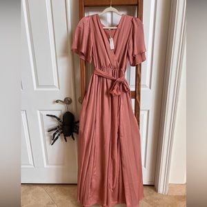 Baltic Born Pink/Coral fit n flare maxi dress.